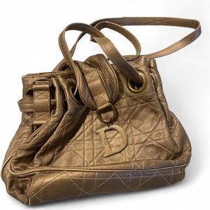Christian-dior Women's Gold and Brown Bag